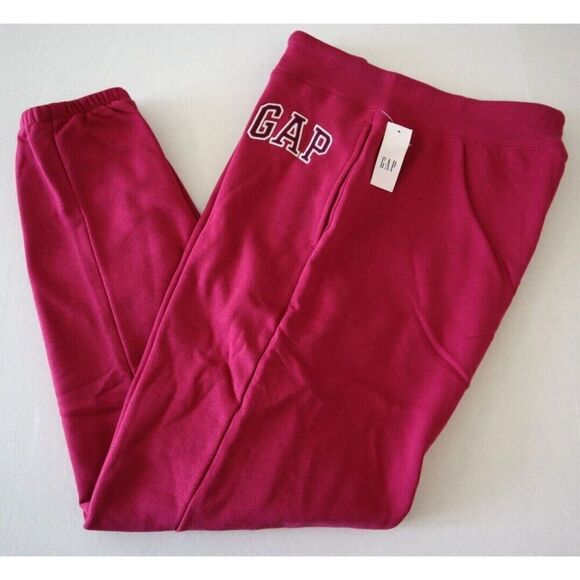 GAP 870261-131 Women's Sz M Cerise Pink Embroidered Logo Fleece Lined Joggers - Picture 7 of 9